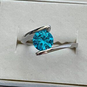 Aqua CZ  925 Sterling Silver ring, size 7